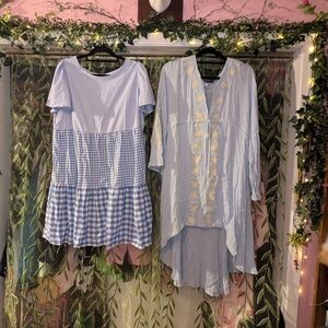 Chic Blue Gingham and Embroidered Dresses